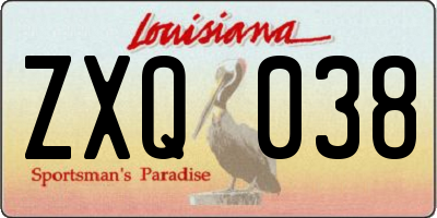 LA license plate ZXQ038