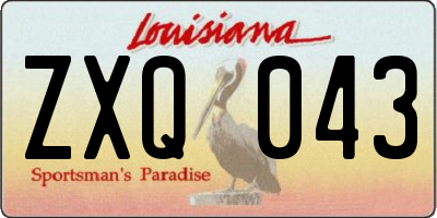 LA license plate ZXQ043