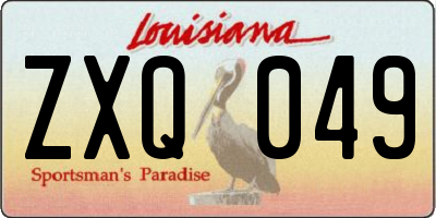 LA license plate ZXQ049