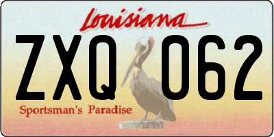 LA license plate ZXQ062
