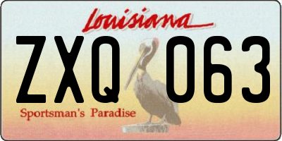 LA license plate ZXQ063