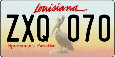 LA license plate ZXQ070