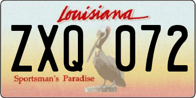LA license plate ZXQ072