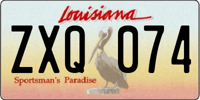 LA license plate ZXQ074