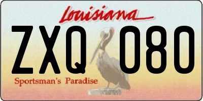 LA license plate ZXQ080