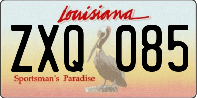 LA license plate ZXQ085
