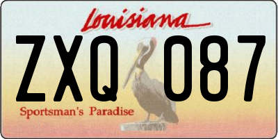 LA license plate ZXQ087