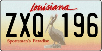 LA license plate ZXQ196