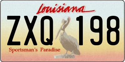 LA license plate ZXQ198