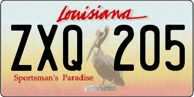 LA license plate ZXQ205