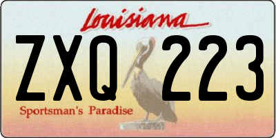 LA license plate ZXQ223