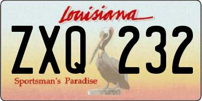 LA license plate ZXQ232