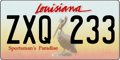 LA license plate ZXQ233