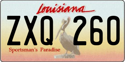 LA license plate ZXQ260
