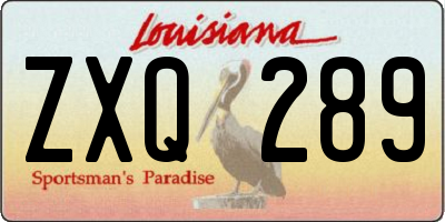LA license plate ZXQ289