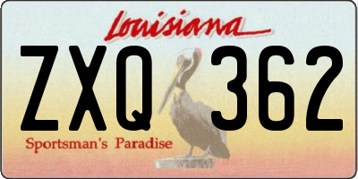LA license plate ZXQ362