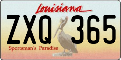 LA license plate ZXQ365