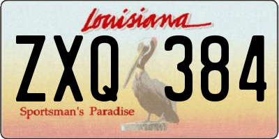 LA license plate ZXQ384