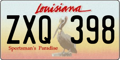LA license plate ZXQ398