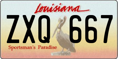 LA license plate ZXQ667