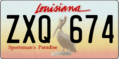 LA license plate ZXQ674