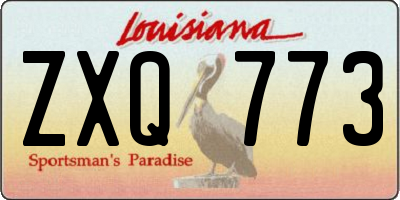 LA license plate ZXQ773