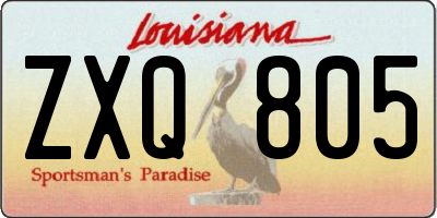 LA license plate ZXQ805