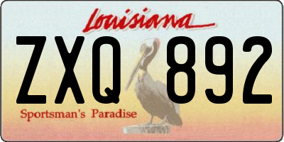 LA license plate ZXQ892
