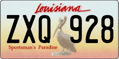 LA license plate ZXQ928