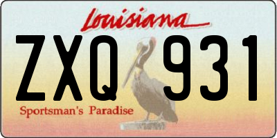 LA license plate ZXQ931