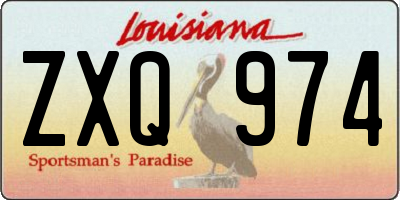 LA license plate ZXQ974