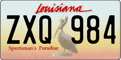 LA license plate ZXQ984
