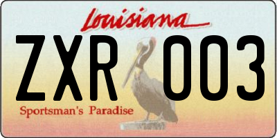 LA license plate ZXR003