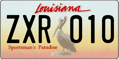 LA license plate ZXR010