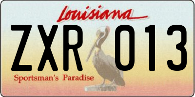 LA license plate ZXR013