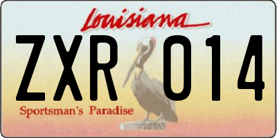 LA license plate ZXR014