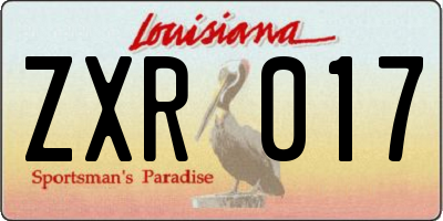 LA license plate ZXR017