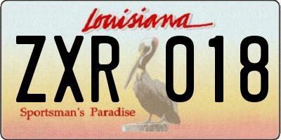 LA license plate ZXR018