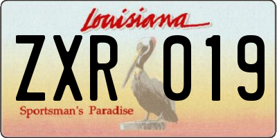 LA license plate ZXR019