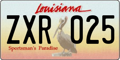 LA license plate ZXR025