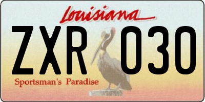 LA license plate ZXR030