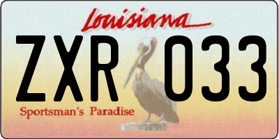 LA license plate ZXR033