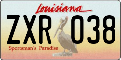 LA license plate ZXR038