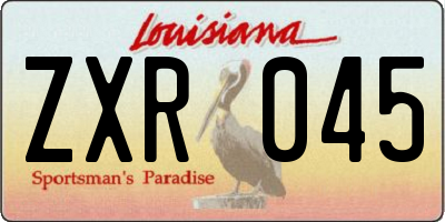 LA license plate ZXR045