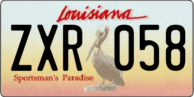 LA license plate ZXR058