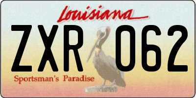 LA license plate ZXR062