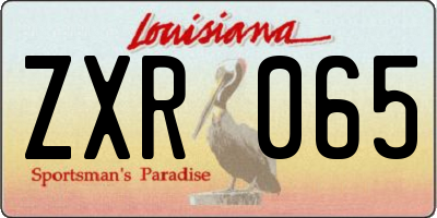 LA license plate ZXR065