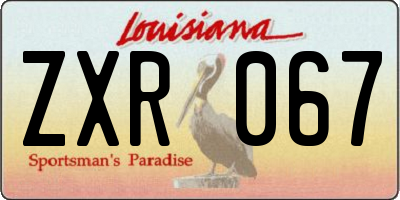 LA license plate ZXR067