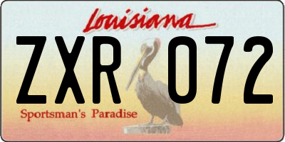 LA license plate ZXR072