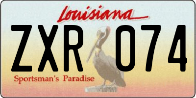 LA license plate ZXR074